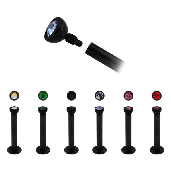 Internally Threaded Titanium Plated Labret Gem End - Rebel Bod