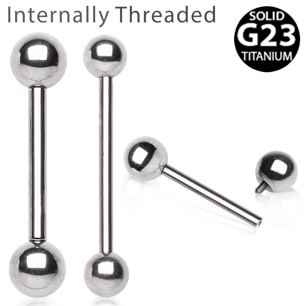 STRAIGHT BARBELL Internally Threaded Titanium Straight Barbell with Solid Balls -Rebel Bod-RebelBod