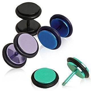 Fake Plug Earring IP Plated 316L Surgical Steel Fake Plug - 1 Piece -Rebel Bod-RebelBod