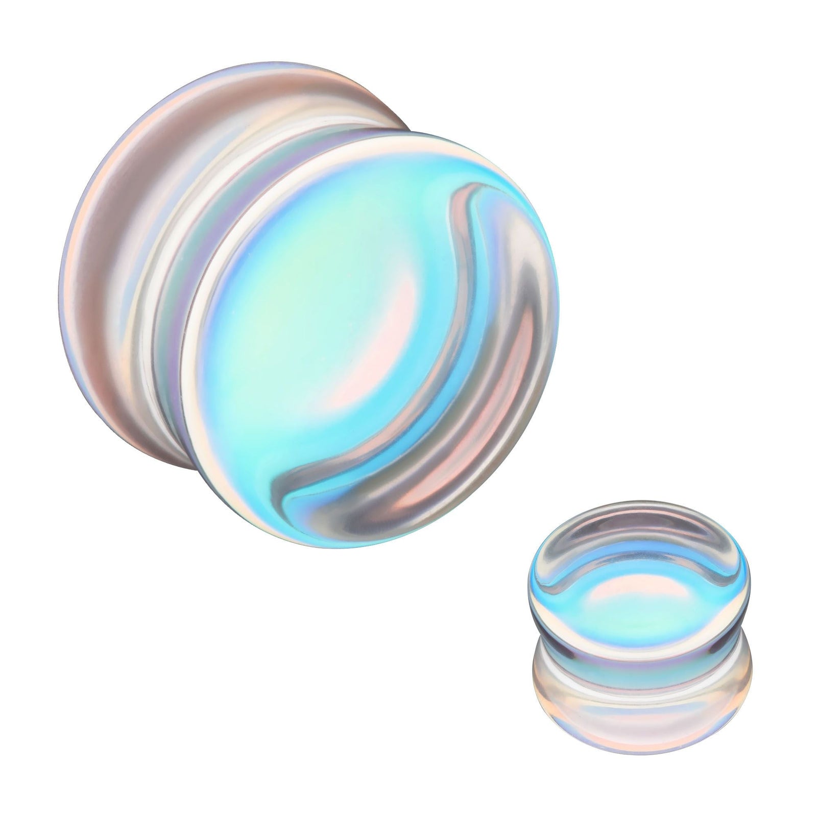 Organics Iridescent Concave Double Flare Glass Plug pgls41-2pr -Rebel Bod-RebelBod