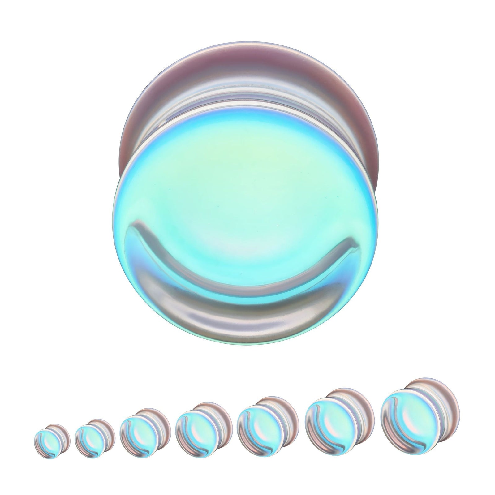 Organics Iridescent Concave Double Flare Glass Plug pgls41-2pr -Rebel Bod-RebelBod