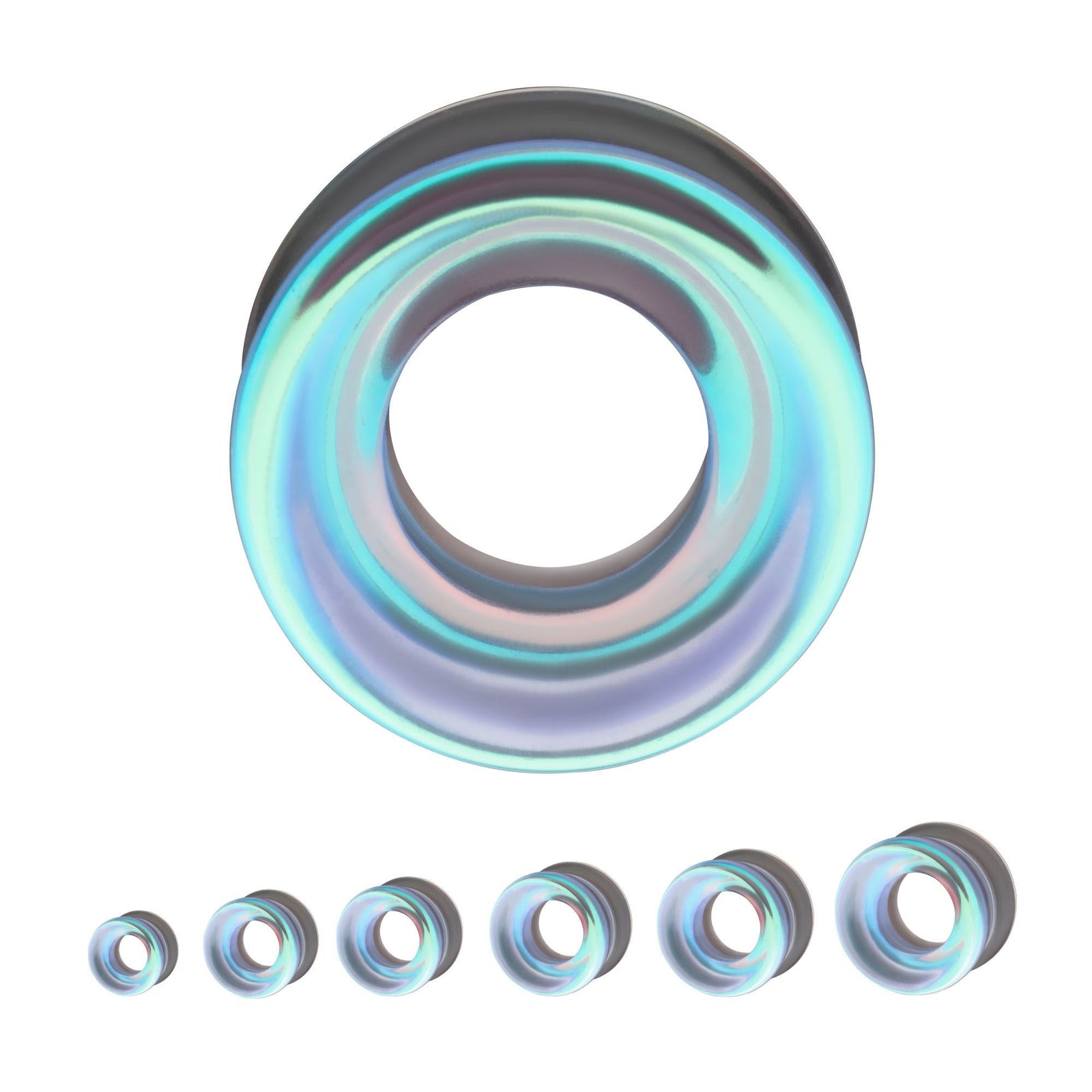 Organics Iridescent Hollow Tunnel Double Flare Glass Plug pgls41h-0pr -Rebel Bod-RebelBod