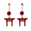 Japanese Inspired Belly Ring Tori Gate Dangle Red Epoxy - 1 Piece