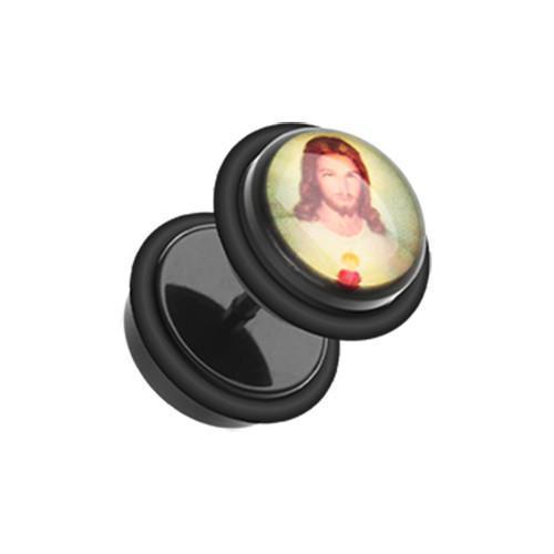 Jesus Christ Acrylic Fake Plug w/ O-Rings - 1 Pair