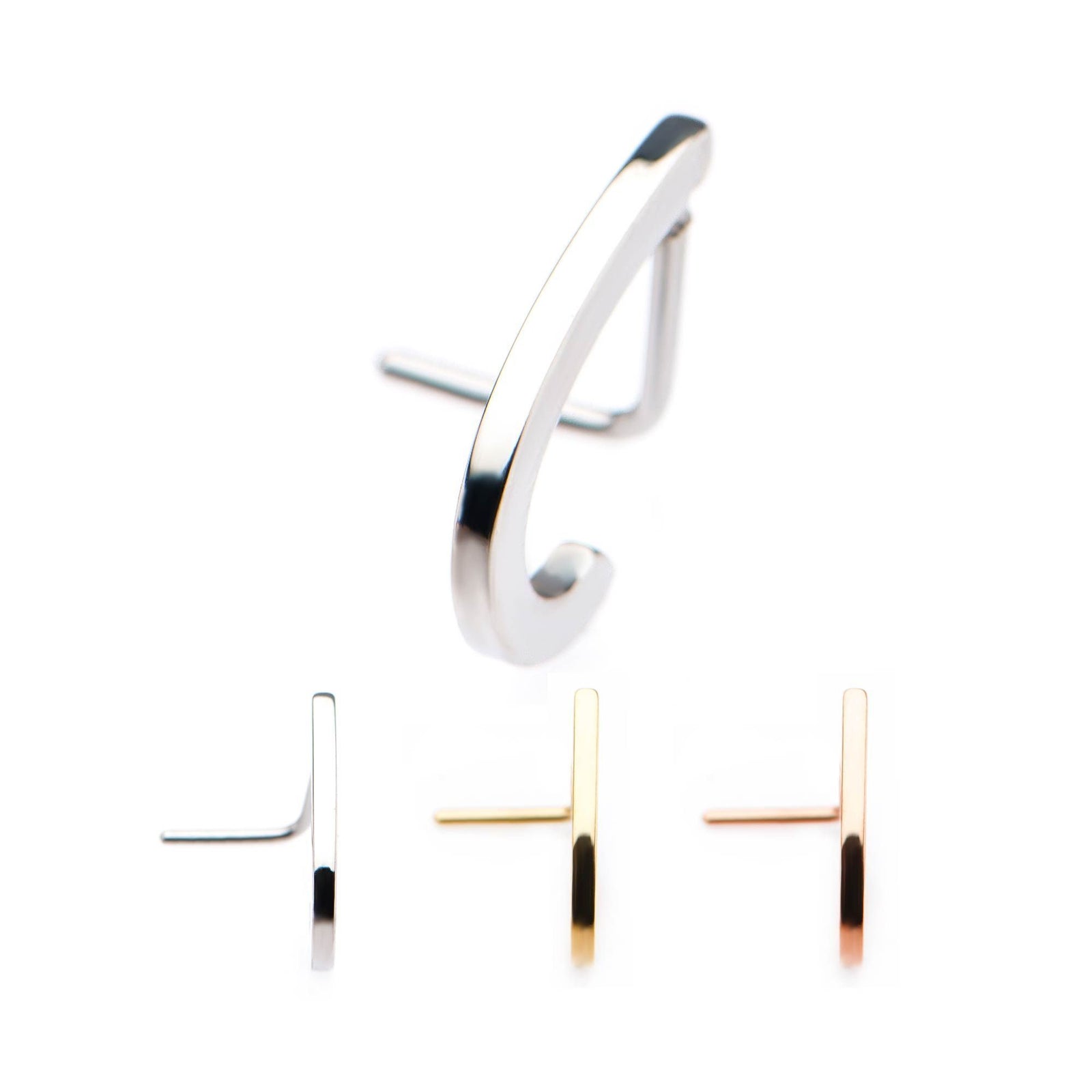 Golden Plain Flat Design Nose Ring without Piercing Clip on only Pressing  type Surgical Steel Opened