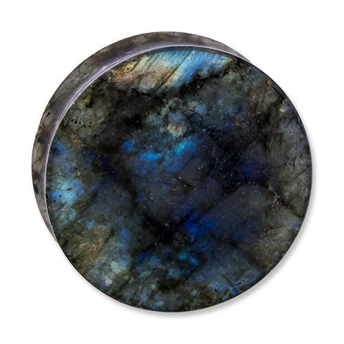 Plugs Earrings - Double Flare Labradorite Medium Reflection Double Flare Plugs - 1 Pair -Rebel Bod-RebelBod