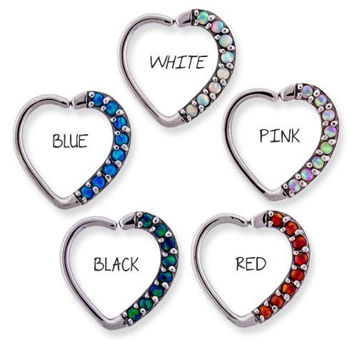 SEAMLESS RING Left Side Opal Heart Daith Ring  - 1 Piece -Rebel Bod-RebelBod