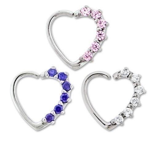 Cartilage Earring - Cartilage Hoop Left Side Prong Gem Annealed Heart Daith Ring  - 1 Piece -Rebel Bod-RebelBod