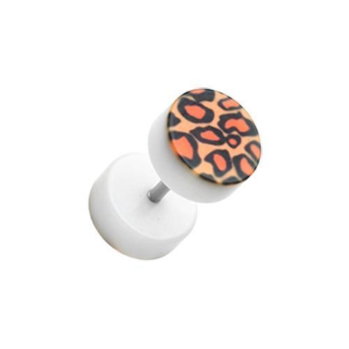 Leopard Print Acrylic Fake Plug - 1 Pair