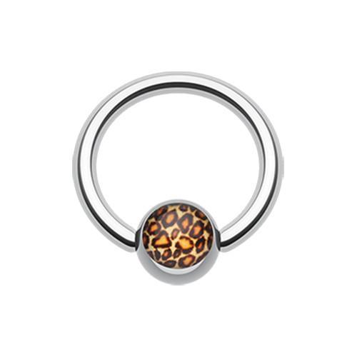 Leopard Print Logo Ball Captive Bead Ring
