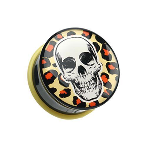 Leopard Skull Single Flared Ear Gauge Plug - 1 Pair