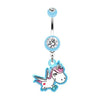 Light Blue Adorable Unicorn Belly Button Ring