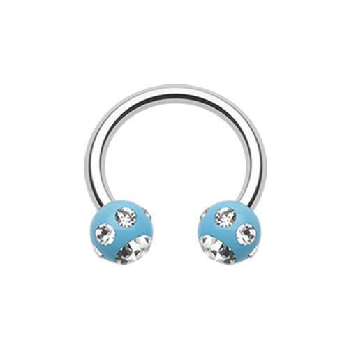 Light Blue/Clear Aurora Gem Ball Acrylic Horseshoe Circular Barbell