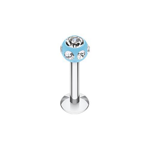 Light Blue/Clear Aurora Gem UV Acrylic Ball Top Labret