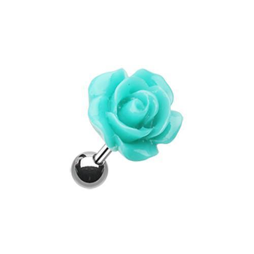 Light Blue Dainty Rose Tragus Cartilage Barbell Earring - 1 Piece