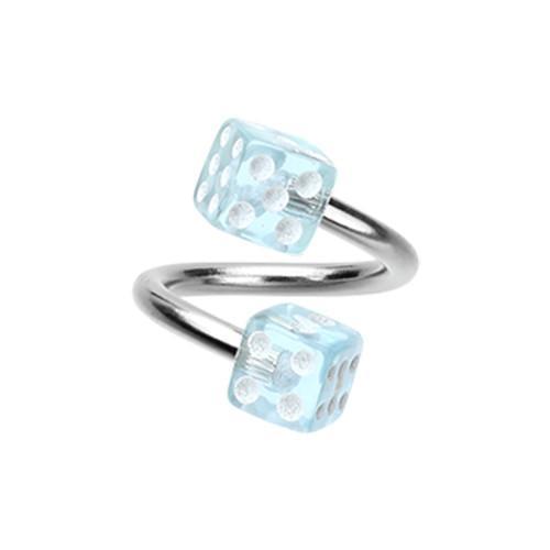 Light Blue Double Dice Acrylic Twist Spiral Ring