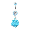 Light Blue Immortal Rose Belly Button Ring