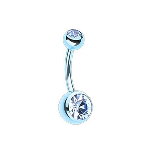 Light Blue/Light Blue Jelly Belly Unity Gem Belly Button Ring