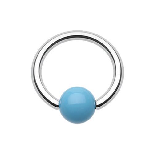 Light Blue Neon Acrylic Ball Top Captive Bead Ring