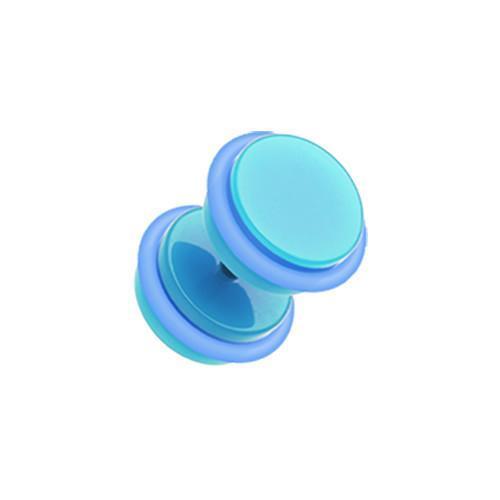 Light Blue Neon Acrylic Fake Plug w/ O-Rings - 1 Pair