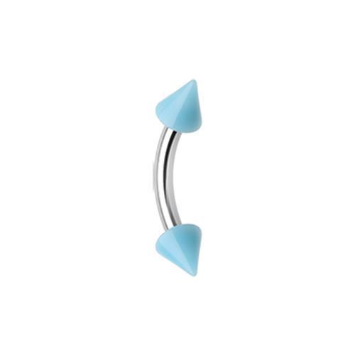 Light Blue Neon Acrylic Spike Ends Curved Barbell Eyebrow Ring