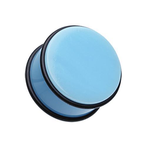 Light Blue Neon Acrylic No Flare Ear Gauge Plug - 1 Pair