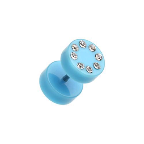 Light Blue Neon Multi Gem Solid Acrylic Fake Plug - 1 Pair