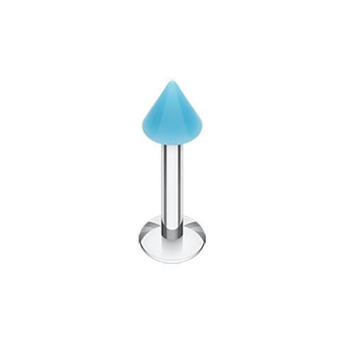 Light Blue Neon UV Acrylic Spike Top Labret