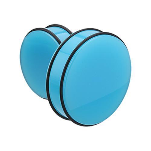 Light Blue Supersize Neon Acrylic No Flare Ear Gauge Plug - 1 Pair