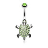 Light Green Adorable Turtle Dance Belly Button Ring