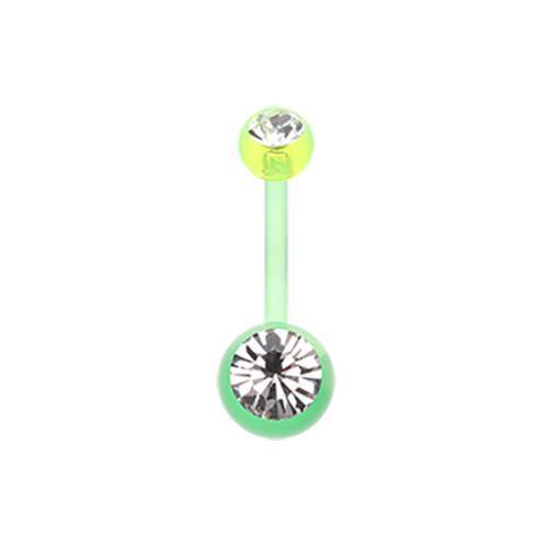 Light Green Bio Flexible Shaft Gem Ball Acrylic Belly Button Ring Belly Retainer - 1 Piece