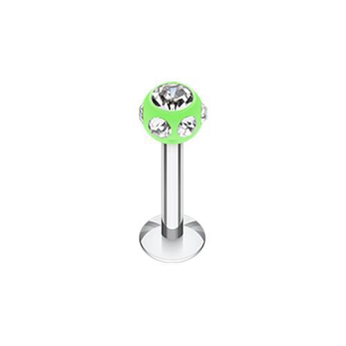 Light Green/Clear Aurora Gem UV Acrylic Ball Top Labret