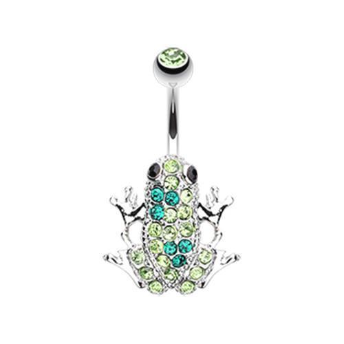 Light Green/Green Amazon Frog Multi-Gem Belly Button Ring