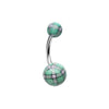 Light Green Plaid Patterned Acrylic Belly Button Ring