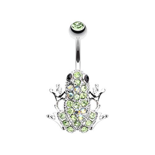 Light Greeurora Borealis Amazon Frog Multi-Gem Belly Button Ring