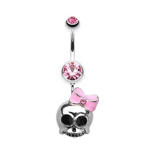 Light Pink Adorable Skull Hair Bow Belly Button Ring