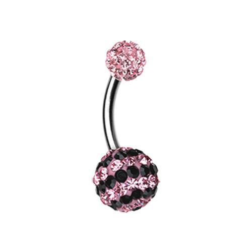 Light Pink/Black Dazzling Stripes Multi-Sprinkle Dot Belly Button Ring