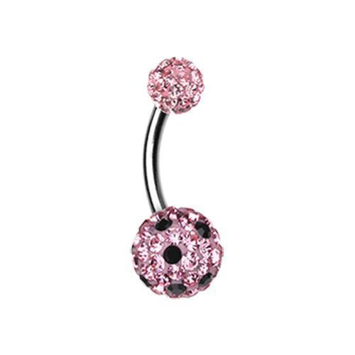 Light Pink/Black Polka Dot Multi-Sprinkle Dot Belly Button Ring