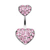 Light Pink Brilliant Double Hearts Belly Button Ring
