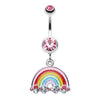 Belly Ring - Dangle Light Pink Candy Rainbow Sparkle Belly Button Ring -Rebel Bod-RebelBod