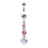Light Pink Cascading Prism Heart Belly Button Ring