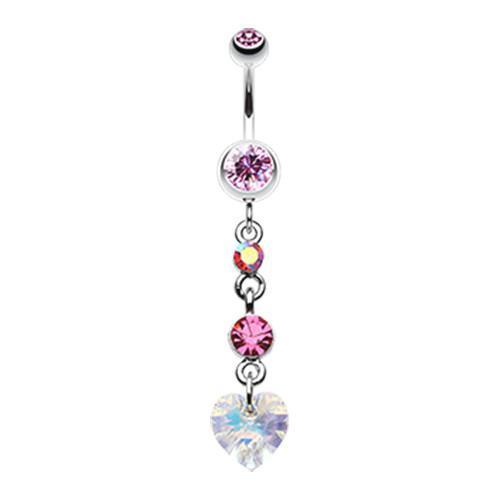 Surgical Steel CZ Gem Heart Prong Basic Belly Button Navel Ring | Pierced  Universe