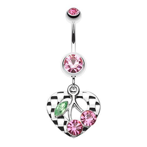 Light Pink Charming Cherry Heart Belly Button Ring