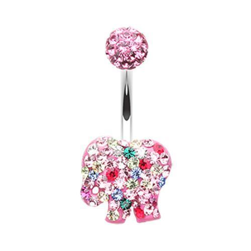 Light Pink Circus Elephant Cookie Multi-Sprinkle Dot Belly Button Ring