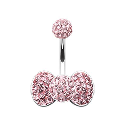 Light Pink Classic Bow-Tie Multi-Sprinkle Dot Belly Button Ring