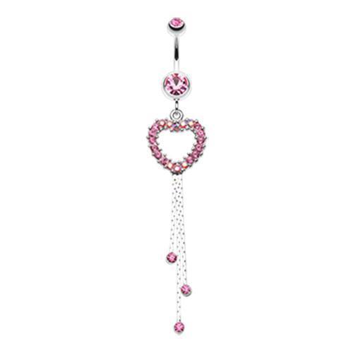 Light Pink Classy Heart Cascading Belly Button Ring