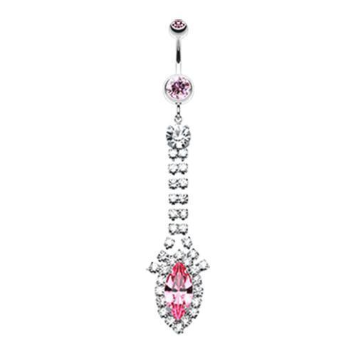 Light Pink/Clear Marquise Chandelier Belly Button Ring