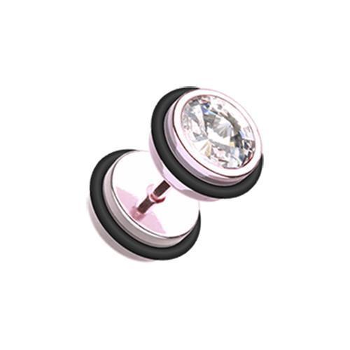 Light Pink/Clear Vibrant E-Coat Gem Top Fake Plug w/ O-Rings - 1 Pair