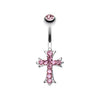 Light Pink Cross Sparkle Belly Button Ring