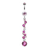 Belly Ring - Dangle Light Pink Crystal Journey Swirl Belly Button Ring -Rebel Bod-RebelBod